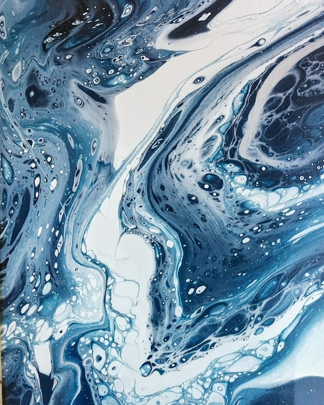 Indigo Riptide fluid painting