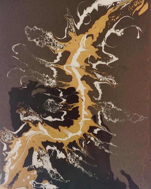 Golden Currents fluid painting